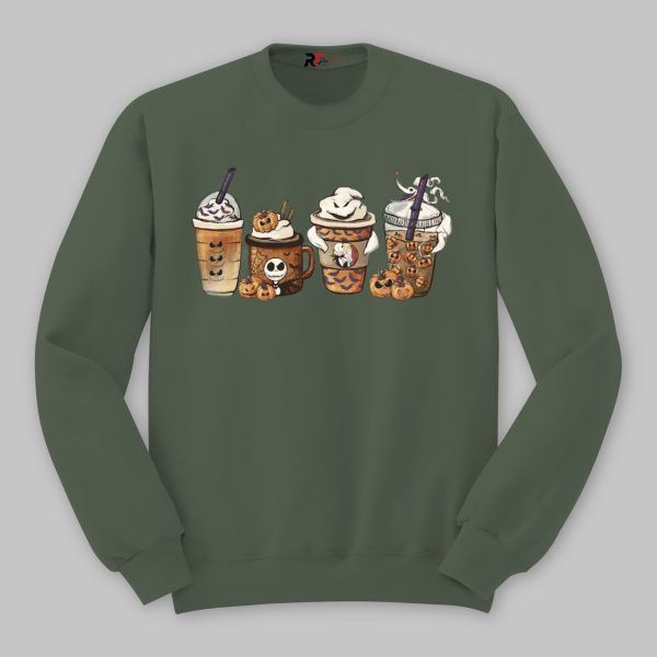 Pumpkin Spice Latte,Skeleton Halloween Sweatshirt, Nightmare Before Christmas