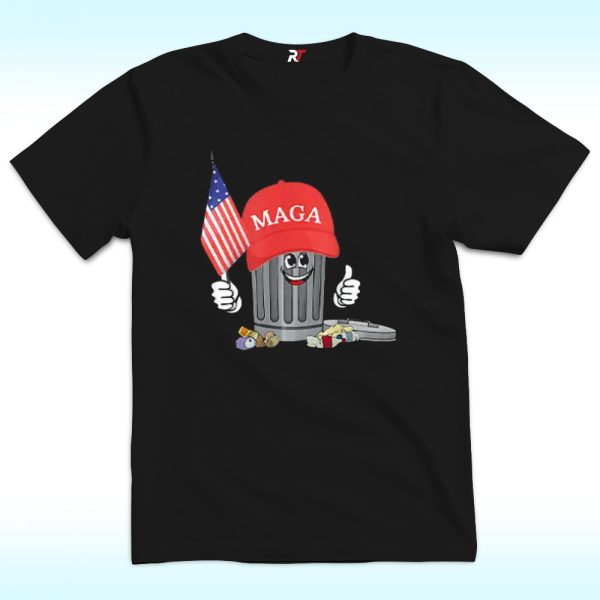 Funny Trump MAGA Garbage Can American Flag Shirt