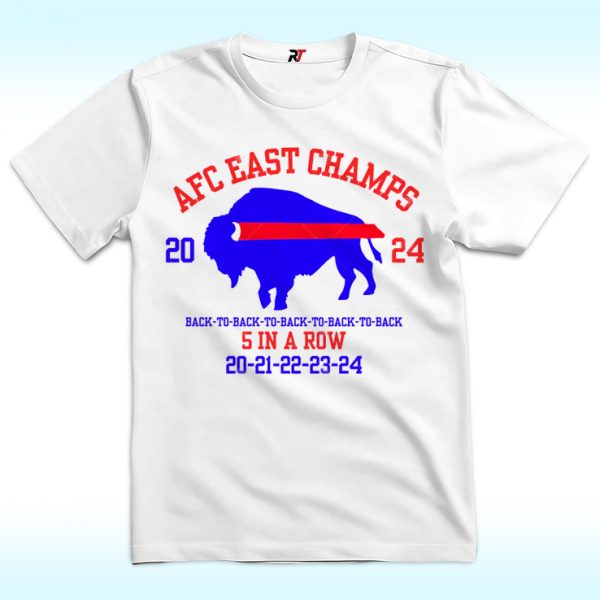 AFC EAST Champions Back To Back 5 In A Row Shirt Buffalo Football