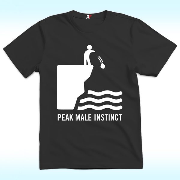 Peak Male Instinct Funny Cliff Rock Throwing T Shirt