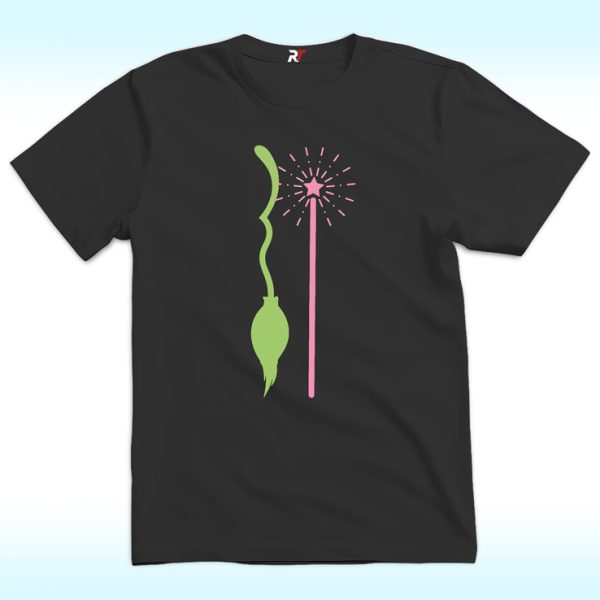 Wicked Elphaba Glinda Best Friends Magic Wand Broomstick Shirt