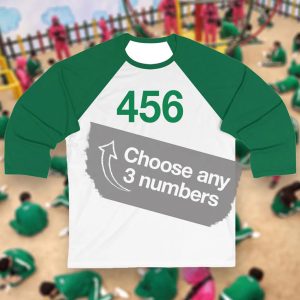 Custom Squid Game Player 3/4 Raglan Shirt