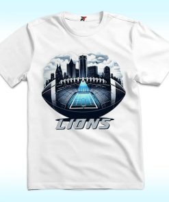 Detroit Lions Football City Team Shirt, Stadium and City Silhouette