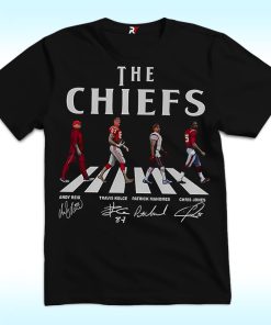 Chiefs Walking Abbey Road Signatures Shirt, Andy Reid, Travis Kelce, Patrick Mahomes, Chris Jones