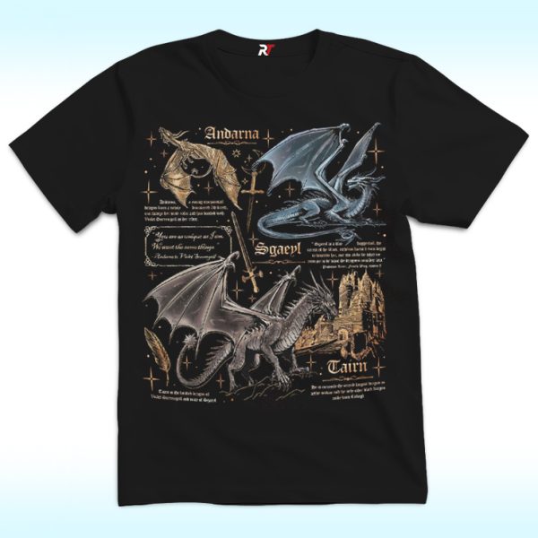 Fourth Wing Dragon Shirt, Tairn & Andarna, Basgiath War College