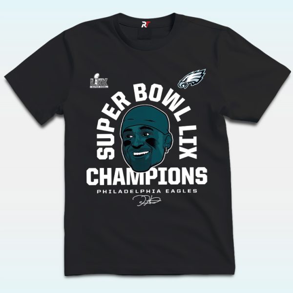 Jalen Hurts Black Philadelphia Eagles Super Bowl LIX Champions Shirt