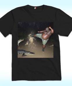 Man Kick Alligator In Swamp Shirt, Crocodile
