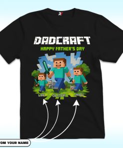 Personalized DadCraft Shirt, Minecraft Movie And Happy Father's