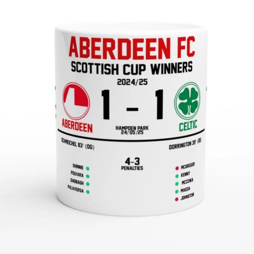 Aberdeen FC Scottish Cup Victory Mug, Celebrate 2025 Win vs Celtic