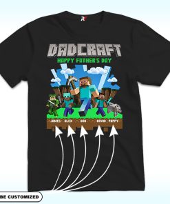 DadCraft Shirt With 3 Childs and Puppy