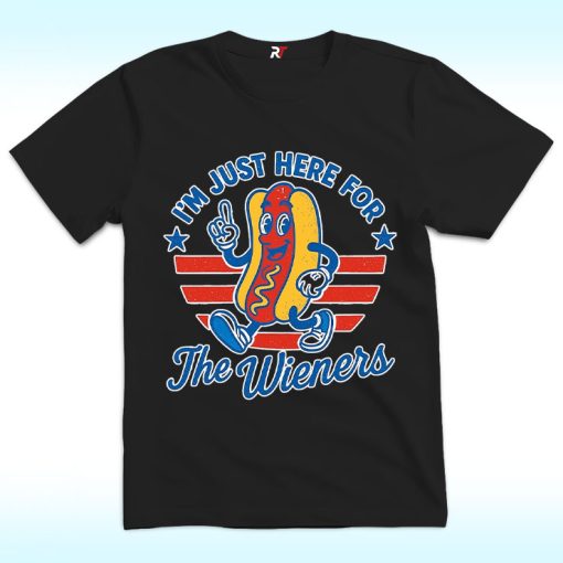 4th of July Just Here For The Wieners Shirt, Funny Hot Dog For Independence Day