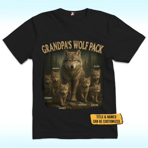 Personalized Papa’s Wolf Pack Shirt for Family, Father's Day Gift