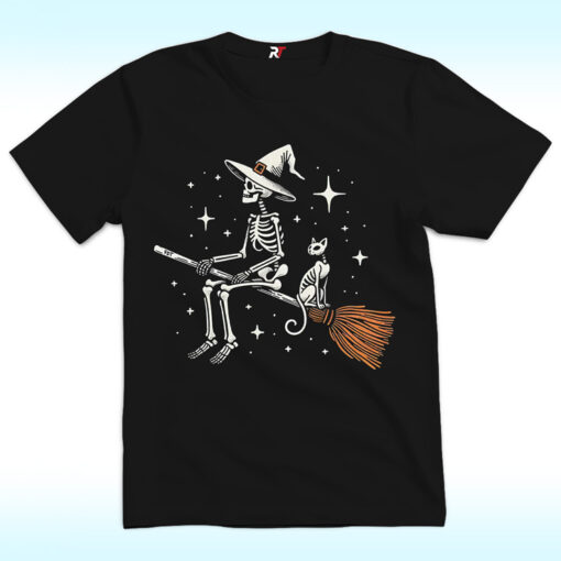 Subtle FDT Halloween Skeleton and Black Cat Shirt, Fuck Trump