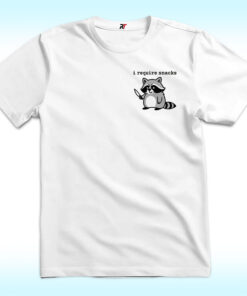 I Require Snacks Shirt, Funny Raccoon