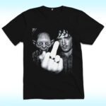 LOTR Frodo And Gollum Partying, Dank Middle Finger Shirt