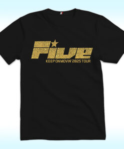 Keep on Movin 2025 Tour Shirt, Glitter Print Five Boy Concert