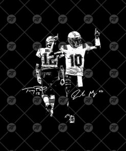 Drake Maye & Tom Brady With Signature Watermark