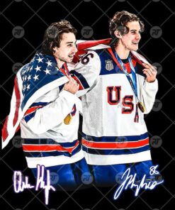 USA Gold Medal Hockey Champion Jack Hughes Quinn Hughes Watermark